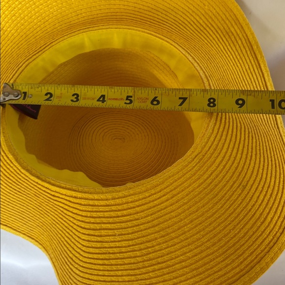 LOVE CULTURE YELLOW SUN HAT WITH PINK FLOWER ACCENT - Picture 9 of 11